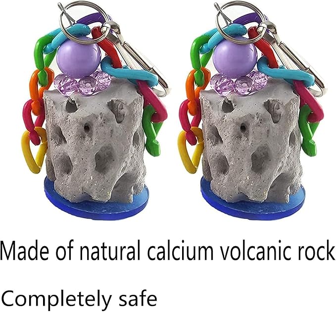 2Pcs Parrot Grinding Stone Gnawed Toys, Tree Root Design Pet Teeth Cleaning Stone Bite Toy, Pet Molars Stone for Budgie Parakeet Rabbit Squirrel Hamster