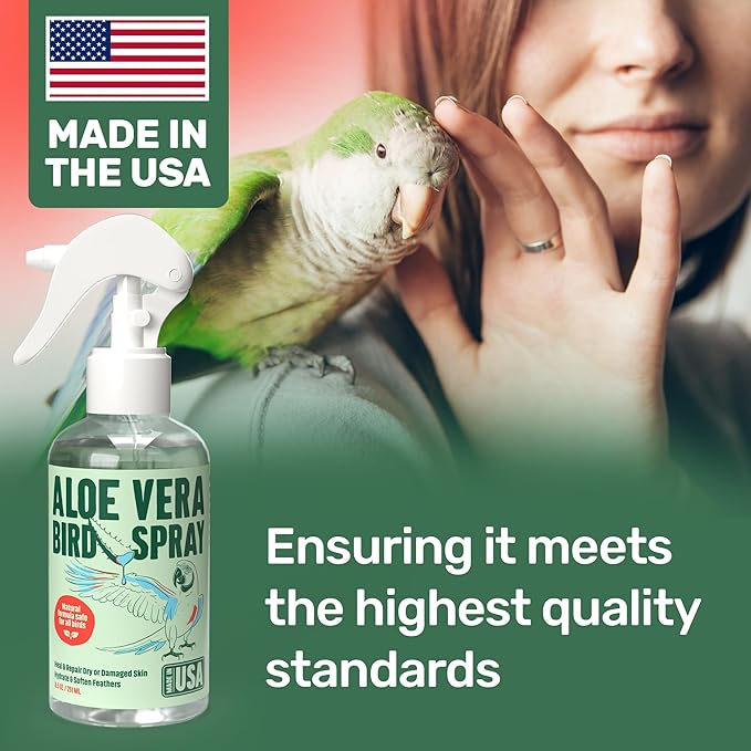Samorillo Aloe Vera Bird Spray - 8.5oz/251mL - [Made in USA] - Non-Toxic Bird Bath Relieves Dry/Itchy Skin & Softens Feathers - Safe & Effective for All Birds - Promote Healthy Plumage - Odor-Free