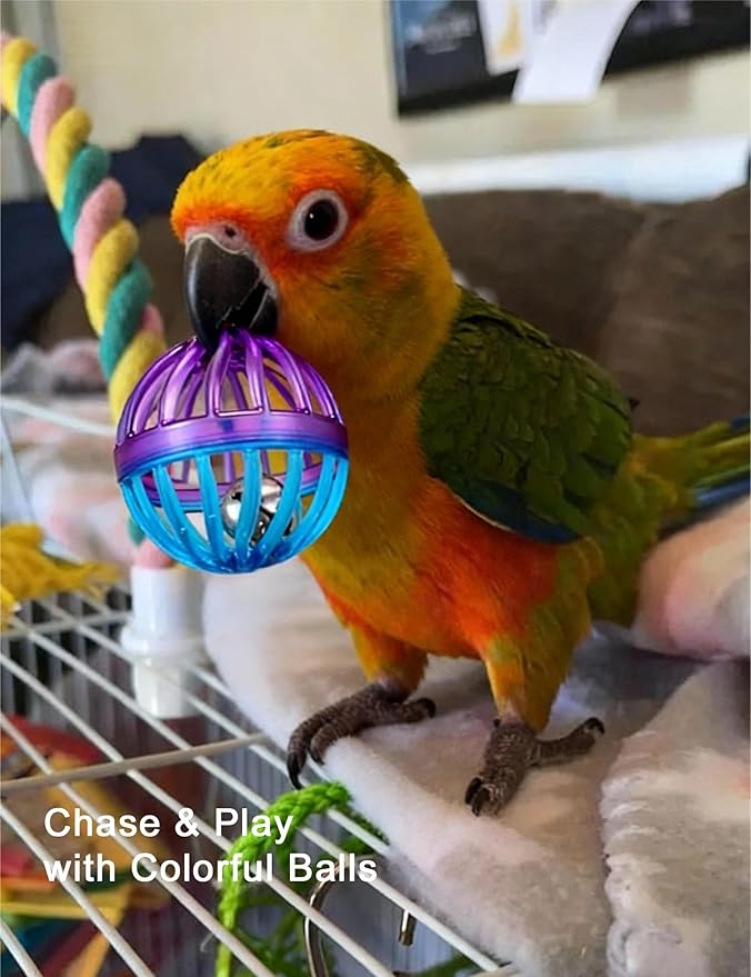 5-Pack Bird Toys for Parrots, Canaries - Colorful, Safe & Fun to Play, Gleeful Chirps (1.5'' - 2.8'')