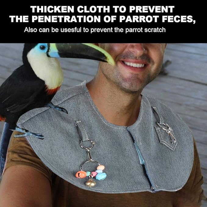 Sonew Parrot Anti-Scratch Protector Anklet & Toys, Multi-Functional Parrot Training Shoulder Cover Protector Stand Anti-Scratch Anklet Pet Shoulder Pad Diaper Shawl (Random Color Bell