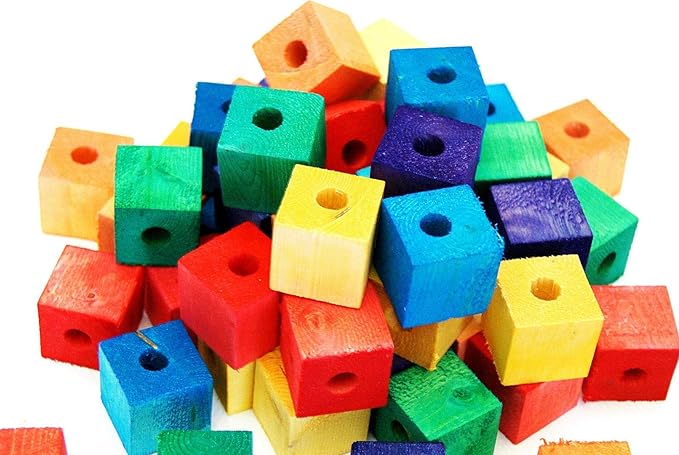 Colored Wooden Wood 48 Pcs. Blocks Parts for Bird