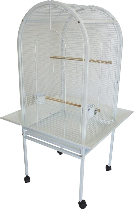 YML ER22 1/2" Bar Spacing Dome Top Parrot Bird Cage, 22" x 22", White