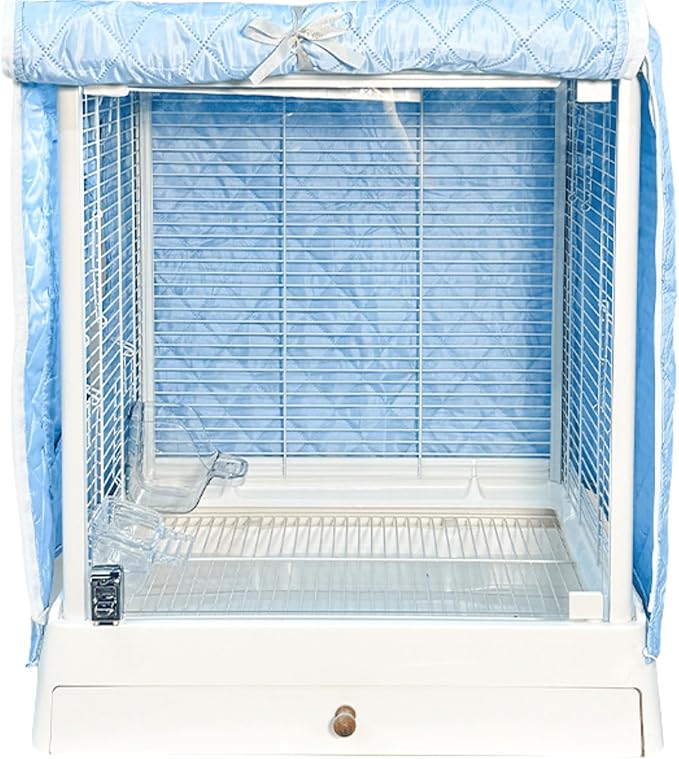 Bird Cage Cover Good Night Blackout Warm Lightweight Small Animal Cages Cover Pet Removable Durable Protector (Blue,S)