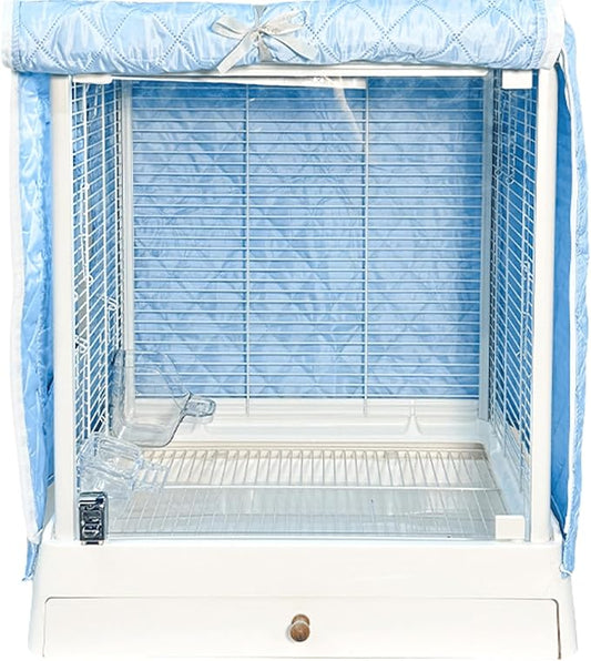 Bird Cage Cover Good Night Blackout Warm Lightweight Small Animal Cages Cover Pet Removable Durable Protector (Blue,S)
