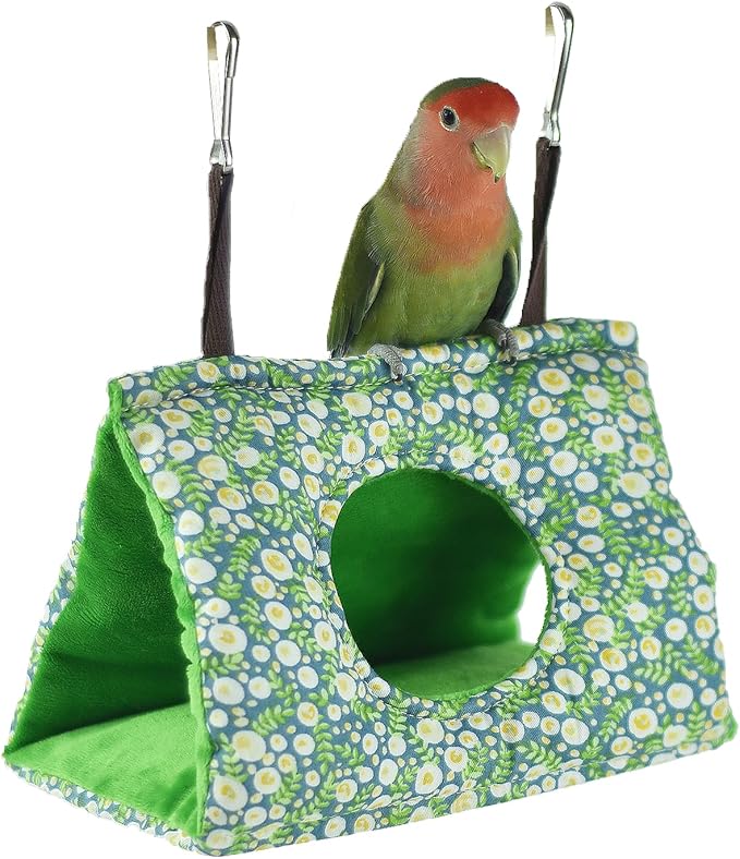 Cockatiel Bird Cage Winter Warm Tent House Conures Hammock Bedding Parrot Snuggle Hut Parakeets House Sleeping Hideaway with Pad Lovebirds Quaker