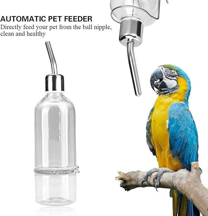 1 Pc Automatic Pet Bird Water Feeder Stainless Steel Ball Nipple Parrot Bird Hanging Water Feeding Bottle for Rabbits Guinea Pigs Hamsters Chinchillas