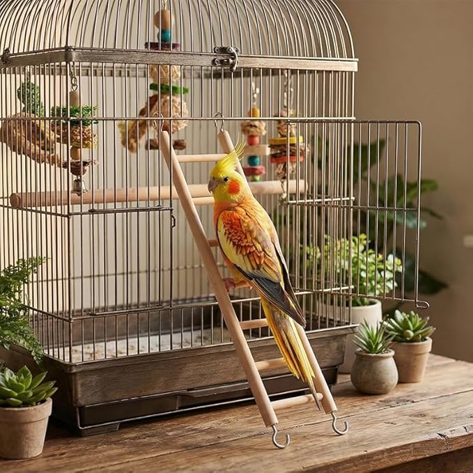 3 Pcs Bird Ladder for Cage Wooden Bird Ladder, Flexible Climbing Bird Toys Hanging Bird Cage Ladder for Parakeets Parrots Cockatoo Lovebirds, Hanging Bird Cage Ladder