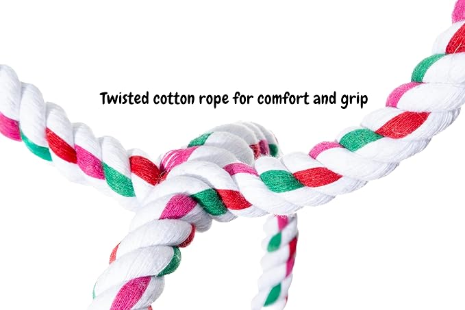 Double Hoop Bird Swing - Cotton Rope Hanging Perch Rings, Climbing Swing & Toy for Parrots, Budgies, Parakeets, Cockatiels, Conures - Large Bird Swing Toy & Cage Accessory