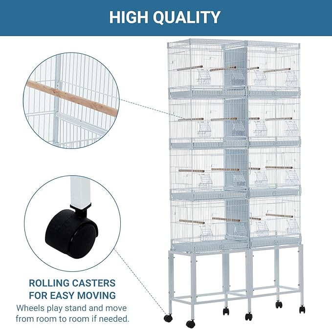 Extra Large Bird Cage Metal Parrot Cage for Mid-Sized Parrots Cockatiels Conures Parakeets Lovebirds Budgie Finch, White