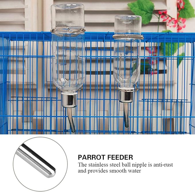 1 Pc Automatic Pet Bird Water Feeder Stainless Steel Ball Nipple Parrot Bird Hanging Water Feeding Bottle for Rabbits Guinea Pigs Hamsters Chinchillas