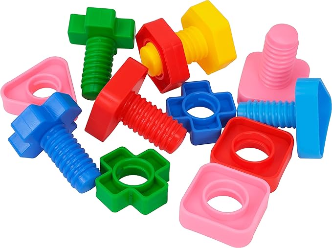Bonka Bird Toys 3505 Pk6 Huge Nuts and Bolts Colorful Enticing Large Screw Interactive Foot Beak Throw Parrot Cockatoo Amazon African Grey Macaw Hyacinth