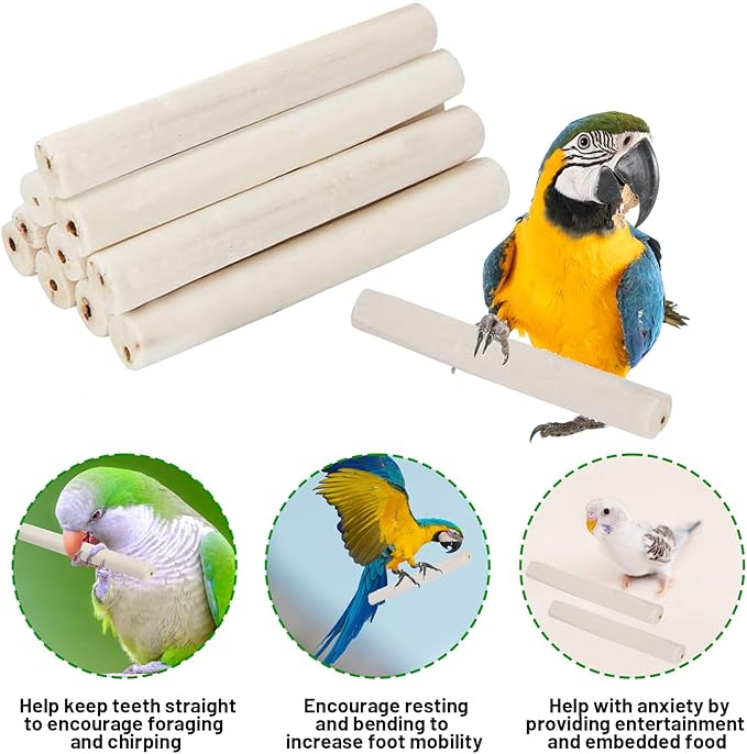 10 Pieces Bird Parrot Chew Toy Sola Sticks, Natural Parrot Soft Chew Shredding & Foraging Toy, Bird Foot Toys for Cockatiel Conure Quaker Budgie Parakeet Bunny Guinea Pig Chinchilla Rabbit