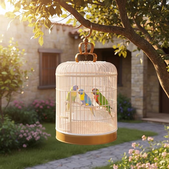 Grevosea 3 Pcs Bird Cage Seed Catcher, Large Bird Cage Cover Stretchy Adjustable Nylon Mesh Birds Cages Net Skirt for Parrot Parakeet Macaw African Round Square Cages Accessories (White)