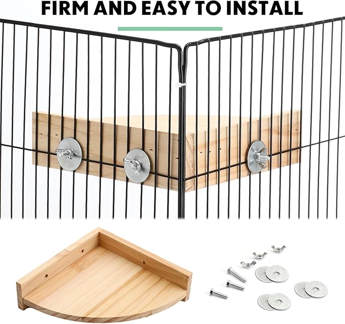 Wettarn 6 Pcs Bird Perch Platform Bird Corner Parrot Perch Corner Wooden Stand Sector Playground Cage Accessories Shelf for Parakeet Conure Cockatiel Budgie Gerbil Rat (7.1 x 7.1 Inch,Platform)