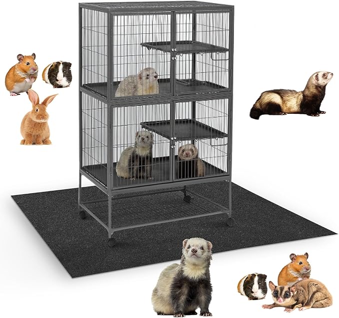 Drydiet 56" x 42" Ferret Playpen Mat, Under Pet Cage Liner, Absorbent/Waterproof Felt Pad for Ferret Cages, Bird Cage Reptile Aquariums, Dog Kennels, with Non-Slip Backing for Hard Floors