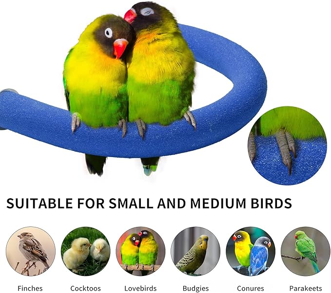 FrgKbTm U Shape Parrot Perch Stand Toy Bird Platform Sand Paw Grinding Clean Stick Exercise Conure Budgie Cockatiel Cage Accessories (Small-Blue)