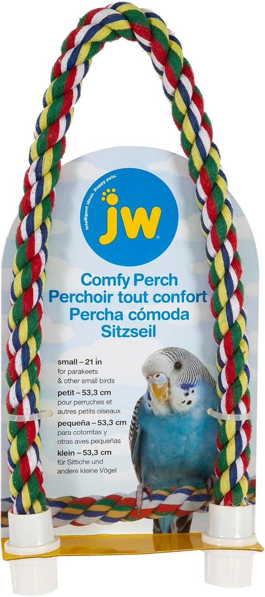 JW Pet Comfy Perch For Birds Flexible Multi-color Rope, Small - 21" Length