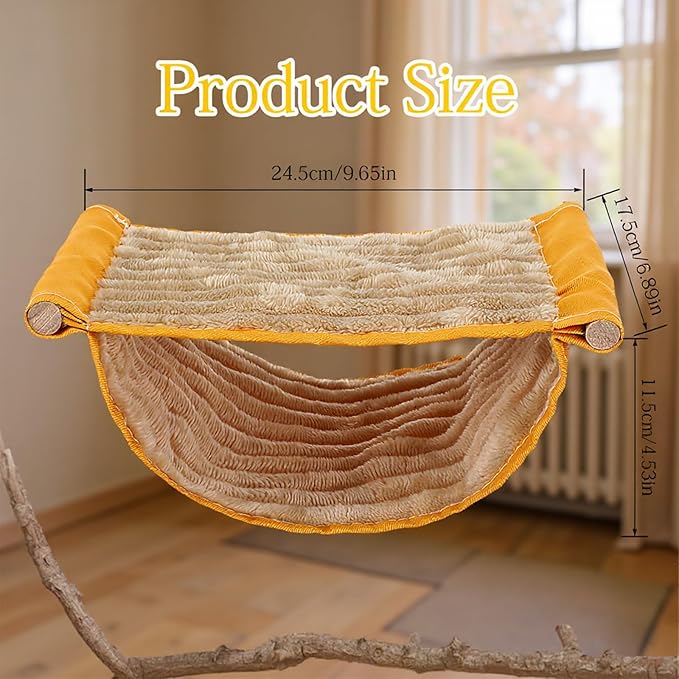 Lusofie Winter Warm Bird Nest Bed Hanging Hammock Snuggle Hut Bird Bed for Cage Parrot House Tent for Parakeet Budgies Cockatiels Lovebird Cockatoo Finch Hamster Chinchilla Guinea Pig(Yellow)