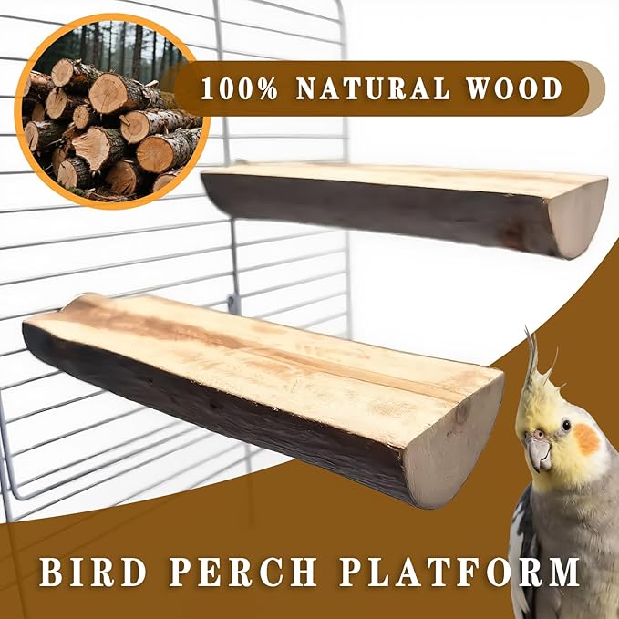 5Pcs Natural Wooden Bird Perch Set – Parrot Perch Toys, Bird Cage Perches, Cage Accessories for Budgies, Cockatiels, Lovebirds, Finches, and Other Small to Medium Birds
