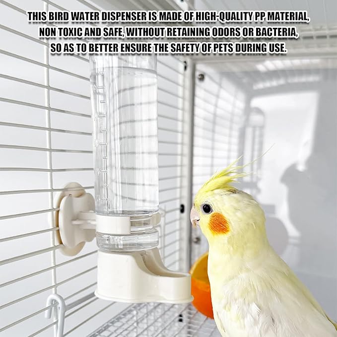 Bird Water Feeder,2PCS Automatic Bird Water Dispenser for Cage,Parrot Water Bottle Drinker Food Seed Dispenser Cage Accessories for Parrots Budgie Lovebirds Parakeet Cockatiel (Clear 150ML)