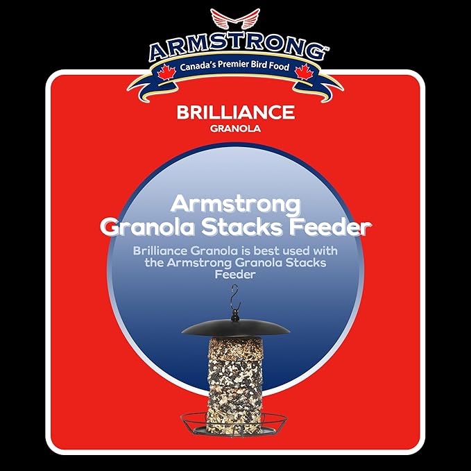 Armstrong Wild Bird Food Royal Jubilee Brilliance Granola Stack, 4.94oz (Pack of 4) High-Energy Treat with Black Oil Sunflower, Safflower & Peanuts - Ideal for Granola Stack Feeders