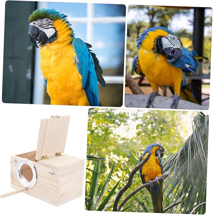 Parakeet Nest Box Bird House Budgie Wood Breeding Box for Lovebirds Parrotlets (Small Size)
