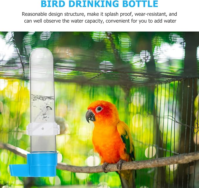 TEHAUX Pet Bird Drinking Feeder, Parrot Automatic Plastic Water Bottle Household Water Dispenser Hanging Water Bottles for Canaries, Parrots, Larks, Yellow Birds and Other Small Birds, 5pcs 120ml