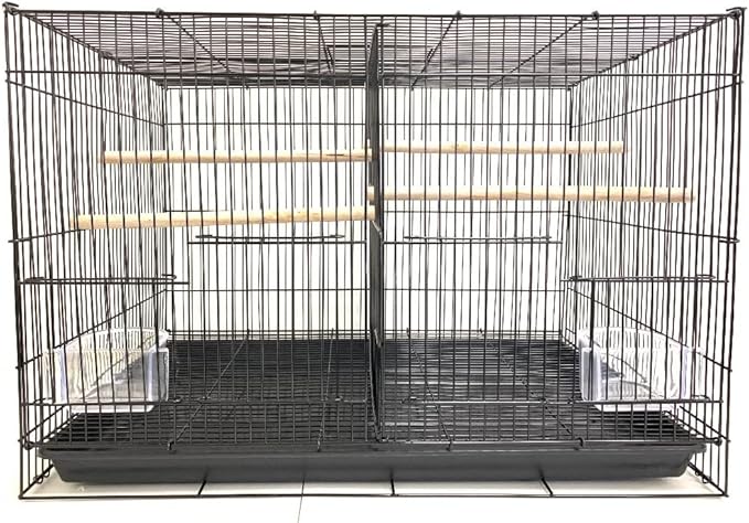 Small Breeder Breeding Cages with Center Dividers, Pack of 6, 24 x 16 x 16 H inches (24 x 16 x 16 H inches, Black)
