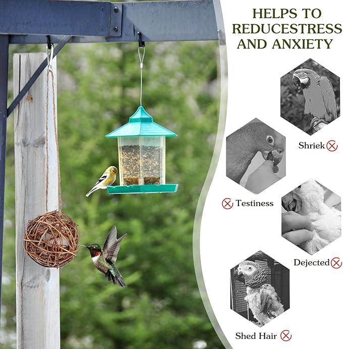 Totority Bird Nesting Material 3pcs, Pre-Filled Roosting Pocket with Soft Cotton, Ready-to-Hang Natural Shelter for Attracting Hummingbirds, Wild Birds to Garden, Yard, Outdoor Courtyard