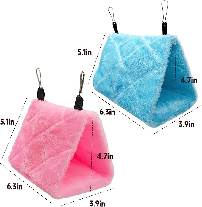 2Pcs Bird Tent Plush Hammock Hanging Warm nest 6.3''X5.1''X4.7'' Cage Parrot Snuggle Sleeping Bed hut Hideout Cave for Eclectus Parakeet Cockatoo Cockatiels Conure Lovebird