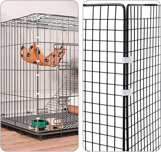 52 Pcs Wire Cage Clips Detachable Pet Cage Door Clip Cat Cages Door Latch Buckle Snap on Plastic Lock Snap Cat Fence White Rabbit Cages Connector Clamp for DIY Assembly Kitten Puppy Chicken Dog