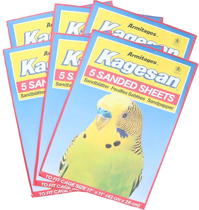 AB Tools 30 Sanded Sheets Sandpaper Cage Lining Budgies Caged Birds 28x43cm