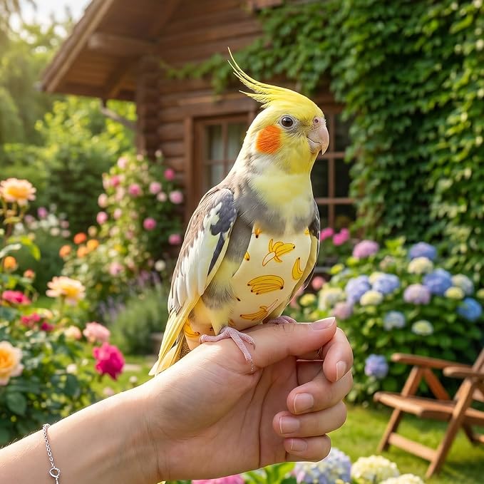 4 Pcs Bird Diaper Reusable Cute Pet Bird Parrot Diapers with Waterproof Inner for Cockatiel Budgie Canary