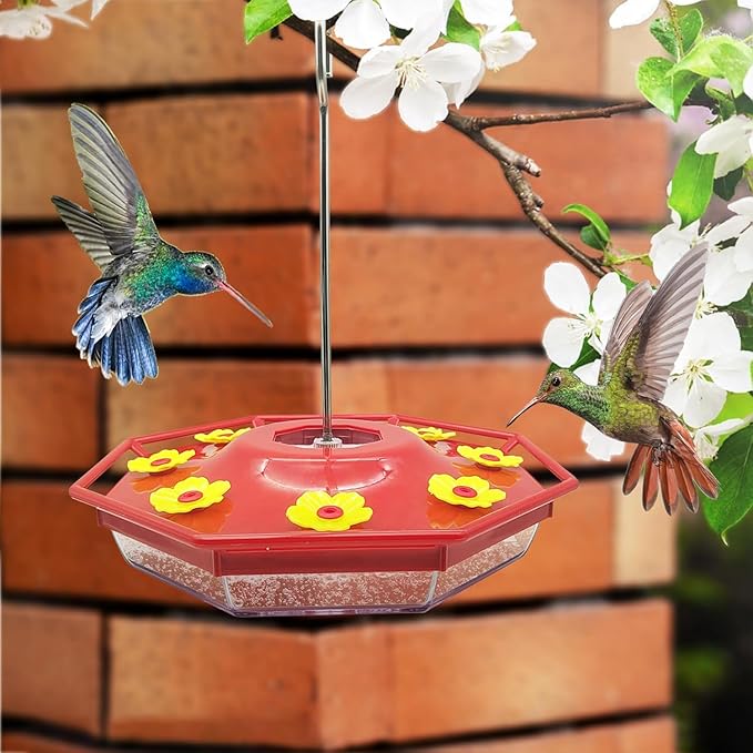 20 Pieces Hummingbird Feeders Replacement Flowers - Hummingbird Feeder P with 2 Cleaning Brush, Bird Feeder Replacement Feeding Ports for Outdoors Hanging Feeder, Yellow+Red