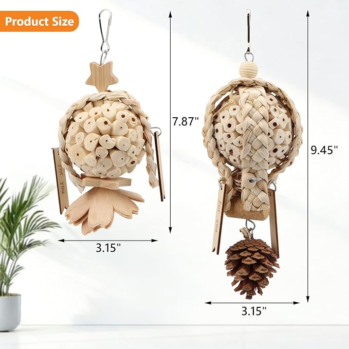 Litewoo Bird Foraging Shredding Hanging Toys 2PCS Natural Soft Sola Balls Beak Conure Chewing Toys Cage Accessories for Budgie Lovebird Cockatiel Conure Parrot Other Small and Medium Size Birds