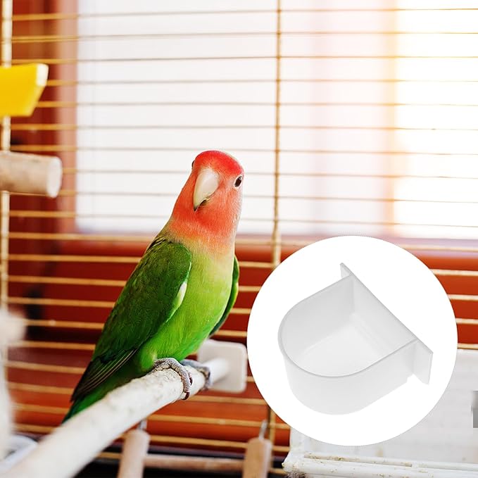 Milisten Semi-Circle Bird Food Feeder for Small Birds 4-Pack Cage Food Bowl and Water Container for Parrots Budgies Cockatiels Poultry Pigeons