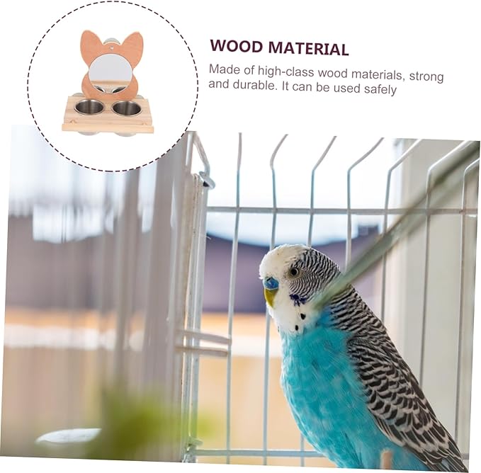 balacoo Parrot Supplies Bird Mirror Food Cup Set Multi-Functional Feeding Bowl and Plaything for Birds Easy to Fill Suitable for Home and Pet Stores Convenient Cleaning and Coordination
