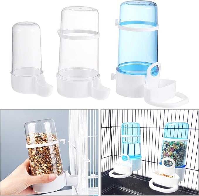 Hamster Water Bottle Bird Feeder- 3Pcs Bird Water Dispenser for Cage, Automatic Feeder, Food for Cage Pet Parrot Budgie Loves Cockatiel Automatic Rabbit