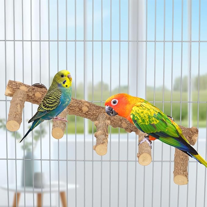 Hypeety Bird Ladder Perch for Cage Natural Wood Bird Bridge Climbing Chewable Toys Parrot Exercise Ladder for Cockatiels Parakeets Small Birds to Play Stand and Climb
