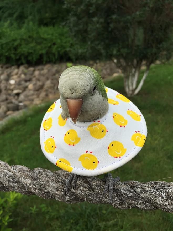 Adjustable Bird Collar - Recovery Collar Parrot Elizabeth Collar for Feather Plucking Feather Protector Shield with Soft Padded Cotton Neck Cone Anti-bite Anti-Licking Wound Healing (3XL,Yellow)