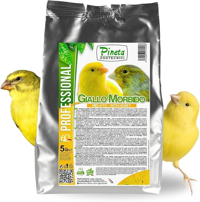 Giallo Morbido with Honey Rich in Fats, Minerals and Proteins, Bird Food, Canary Food, Pet Accessories, Bird Breeding, Bird Egg Food, Comida para Canarios, Birds Seed , Pet Bird Food, Parakeet (5lb)