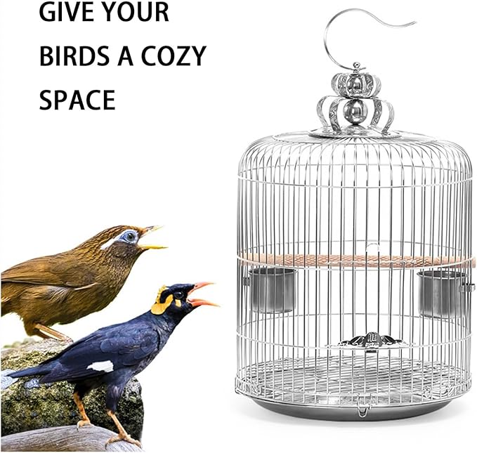 Aimery Bird Cage，Stainless Steel Birdcage，Small Bird cage，Bird Cages for Parrots，Travel Bird Cage，Bird Travel cage(V40G)