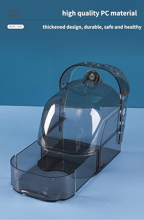 Bird Bath Cage, Cleaning Pet Supplies Cockatiel Bird Clear Bathtub with Hanging Hooks and Bottom Drawer for Little Bird Parrots Spacious Parakeets Portable Shower for Most Birdcage