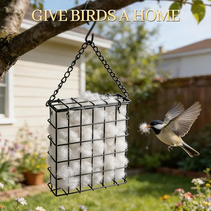Bird Nesting Material Holder, Handmade Fiber Bird Nesting Material, Refillable Bird Shelter, Outdoor Bird Nesting and Resting Spot, Gift for Animal and Bird Enthusiasts (2 Set)