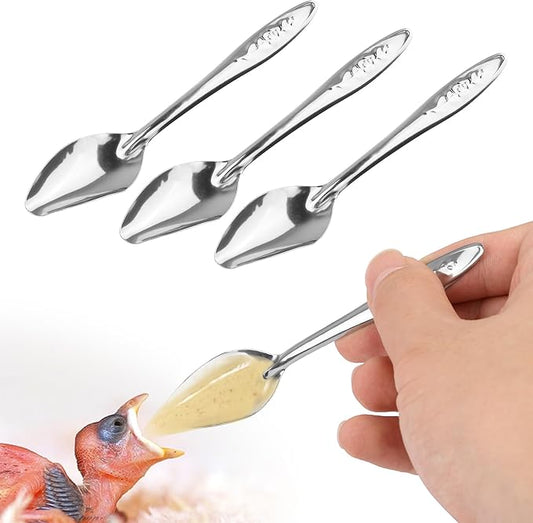 YAODHAOD 4.7" Bird Parrot Stainless Steel Metal Feeding Spoon Parrot Feeding Scoops Hand Feeding Spoons for Parrot (3PCS)