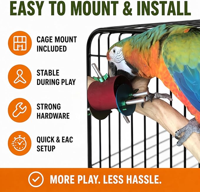 Bird Toys for Large Birds (Barrel) | Treat Dispenser for Macaws, Cockatoos, Cockatiel & Parrots | Bird Foraging Toy for Medium to Extra Large Birds | Natural Foraging Behavior Builder | Colorful Toys