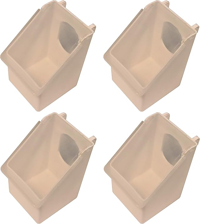 4 Pack of 1 Hole Plastic Quail Pigeon Dove Bird Outside of CAGE Mount FEEDERS