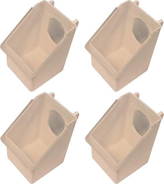 4 Pack of 1 Hole Plastic Quail Pigeon Dove Bird Outside of CAGE Mount FEEDERS