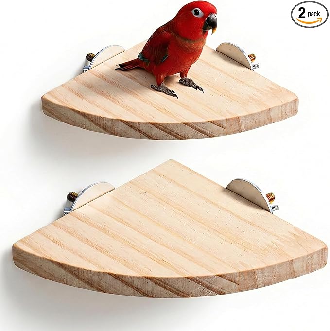 2 Pcs Flat Perches for Bird Cages Flat Bird Perch Platform Birds Perch Birds Cages Accessories Fan Shape for Parakeet Conure Cockatiel Budgie Rat Chinchilla Gerbil Hamster (2 Size)