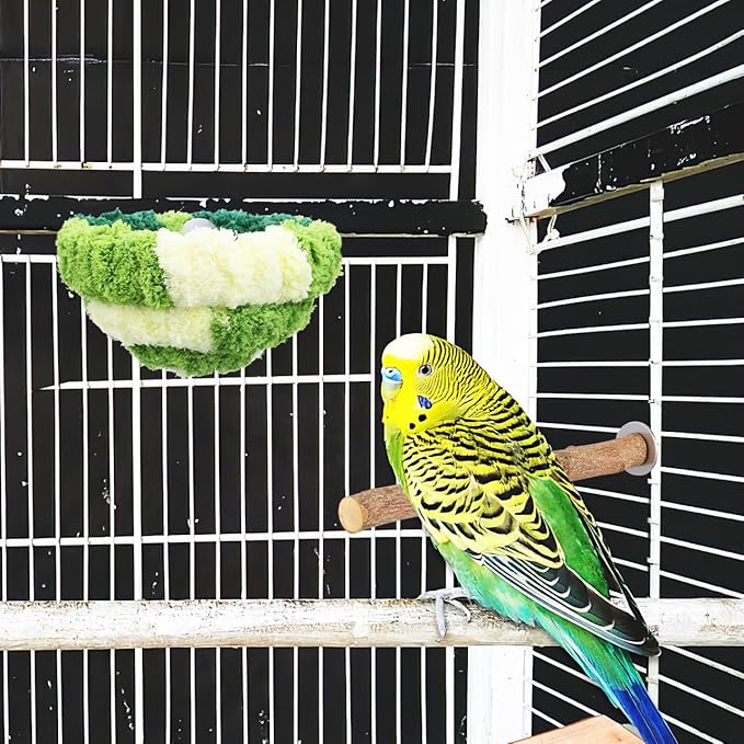 LIOOBO Winter Bird Nest for Cage - Cozy Parakeet Bed with Soft Fleece Lining Easy Cage Mounting Bird Sleeping Hut for Parrots and Small Birds Comfortable Nesting and Breeding Hideaway 6.69X6.69X3.93In